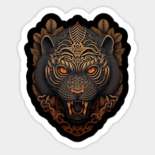 Tiger decorated with Javanese ornaments Sticker